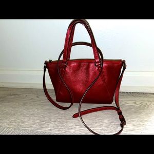 Coach small satchel metallic red